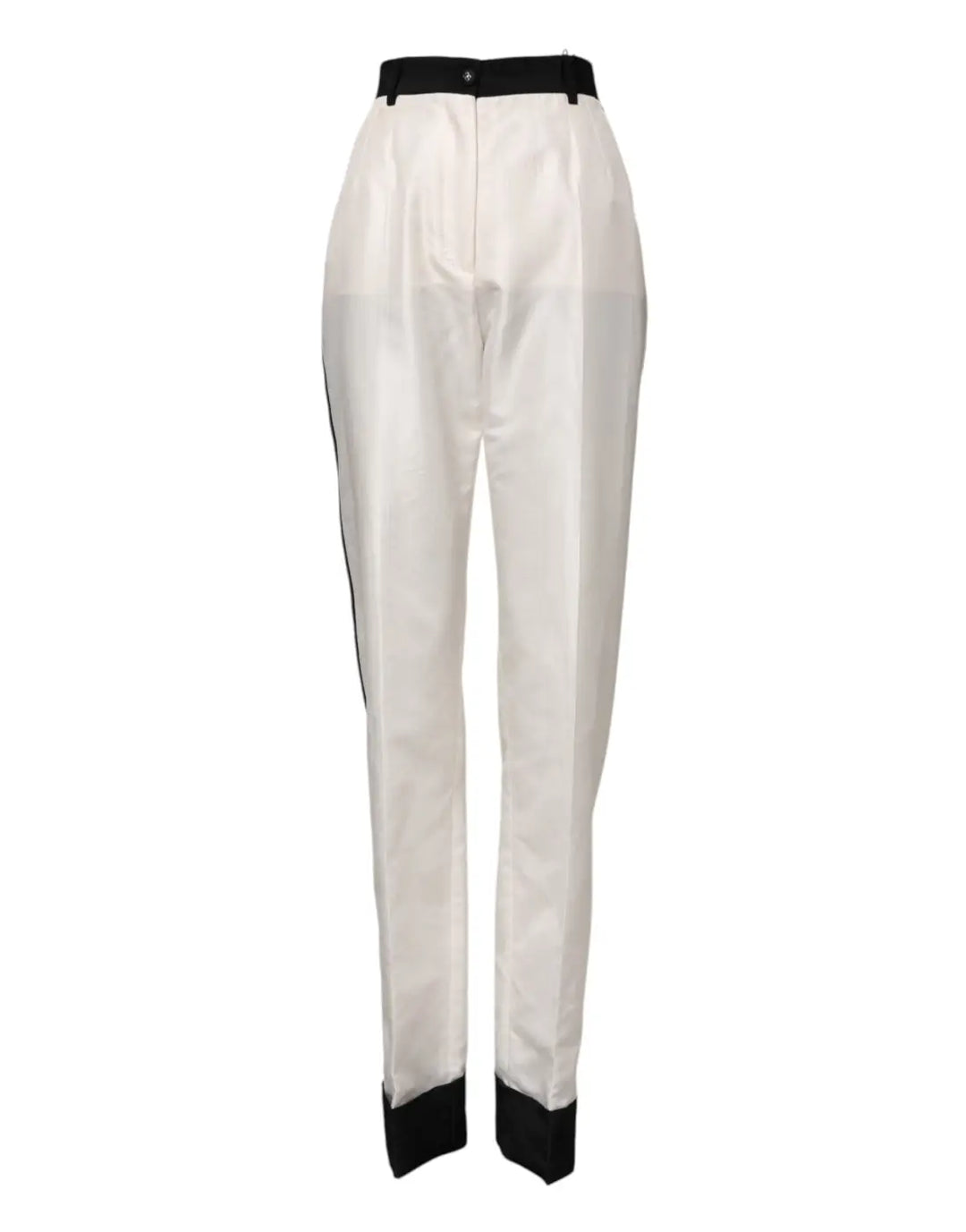 Dolce &amp; Gabbana White High Waist Straight Dress Trouser Pants