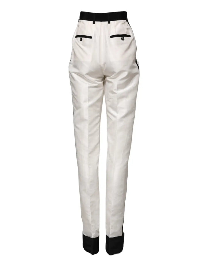 Dolce &amp; Gabbana White High Waist Straight Dress Trouser Pants