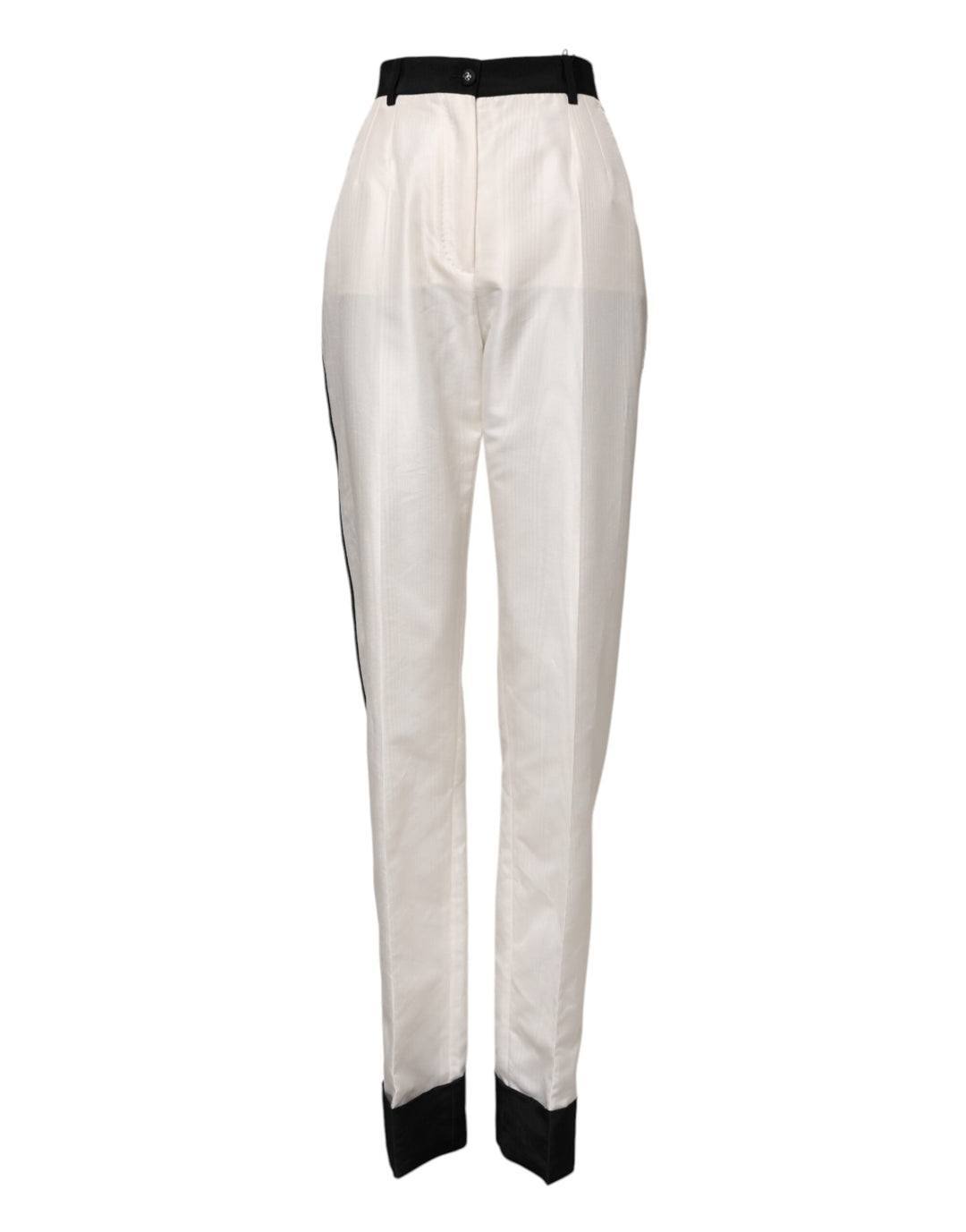 Dolce &amp; Gabbana White High Waist Straight Dress Trouser Pants