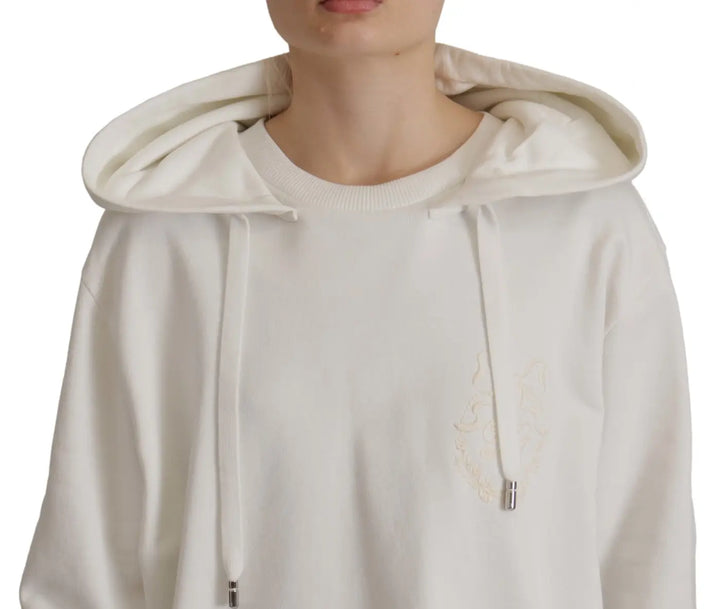 Dolce &amp; Gabbana White Hoodie Pullover Embroidered Sweater