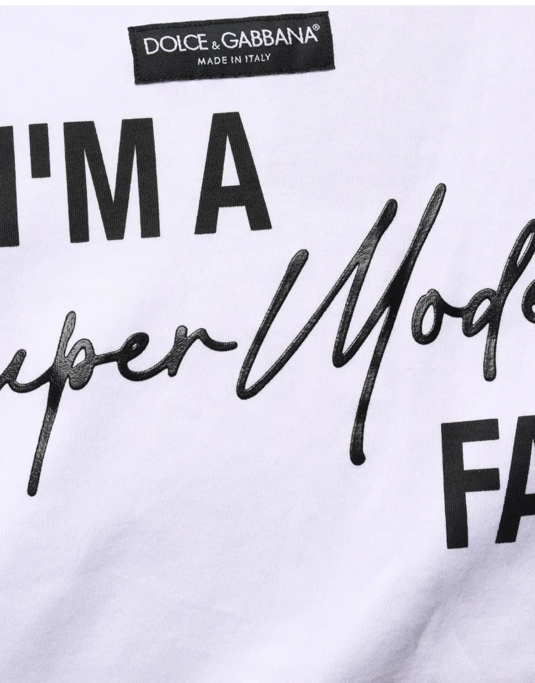 Dolce &amp; Gabbana White I’m A Super Model Fan Print Jersey T-shirt