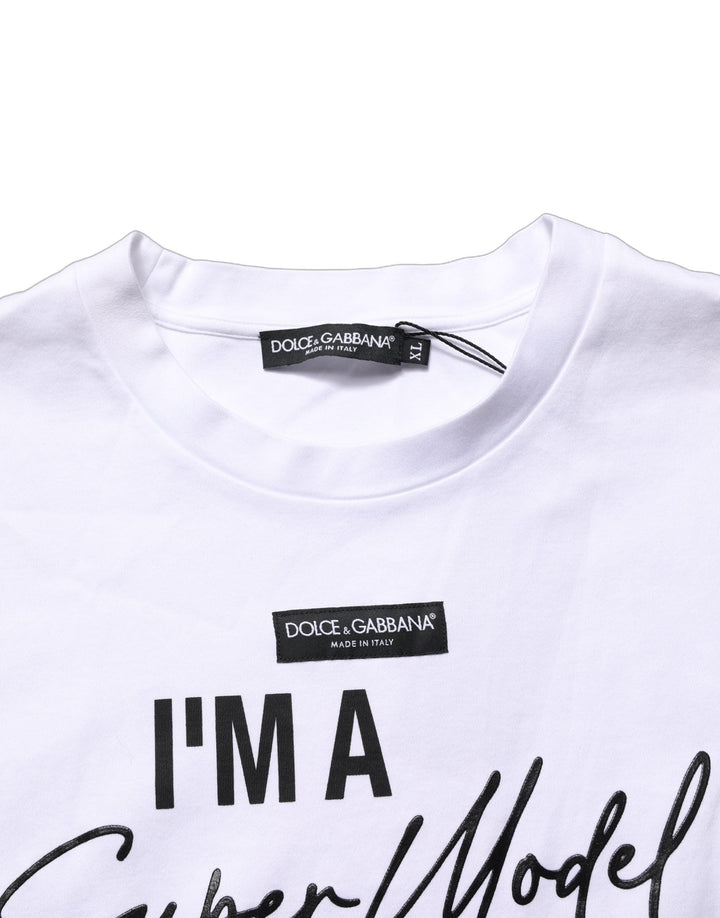 Dolce &amp; Gabbana T-Shirts - White I’m A Super Model Fan Print Jersey T-shirt