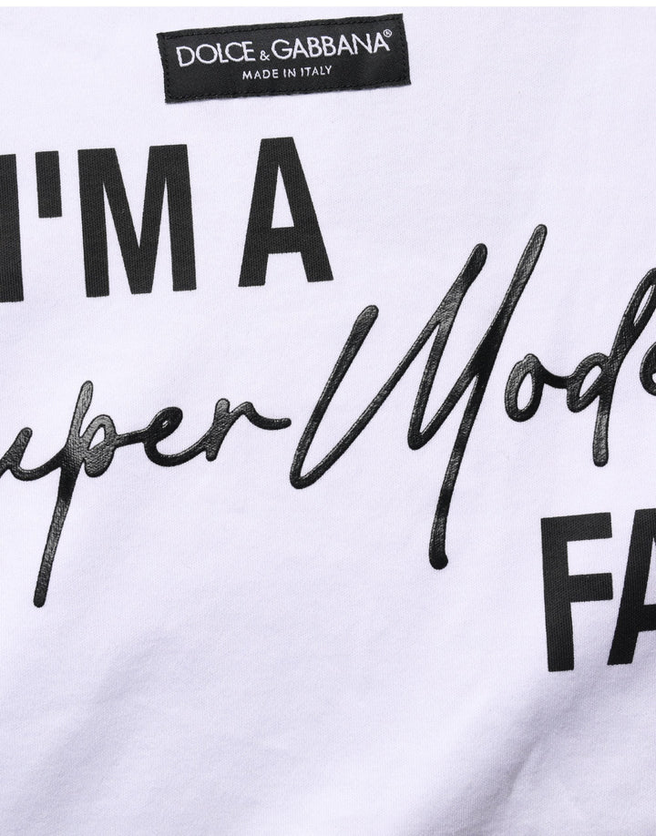Dolce &amp; Gabbana T-Shirts - White I’m A Super Model Fan Print Jersey T-shirt