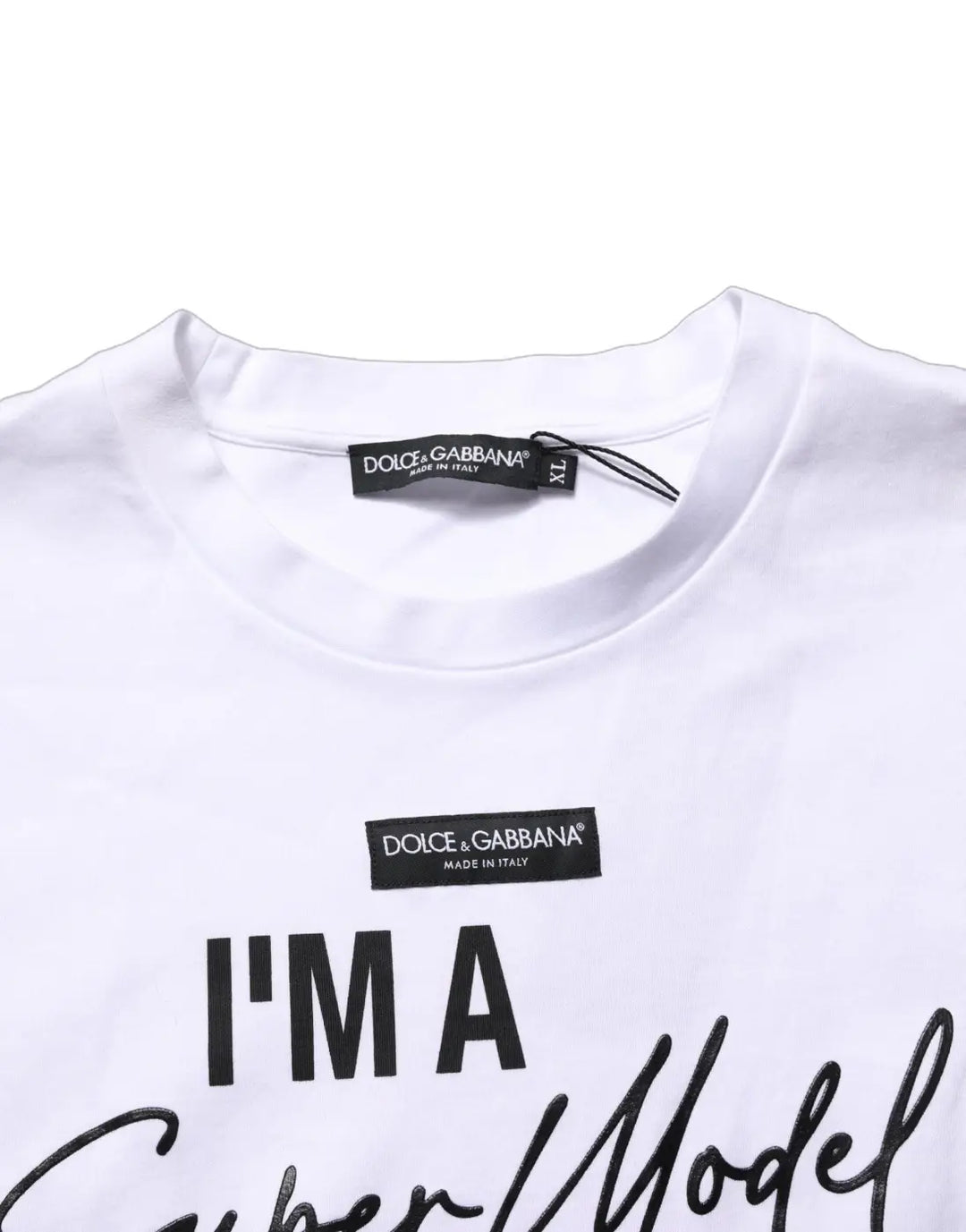 Dolce &amp; Gabbana White I’m A Super Model Fan Print Jersey T-shirt