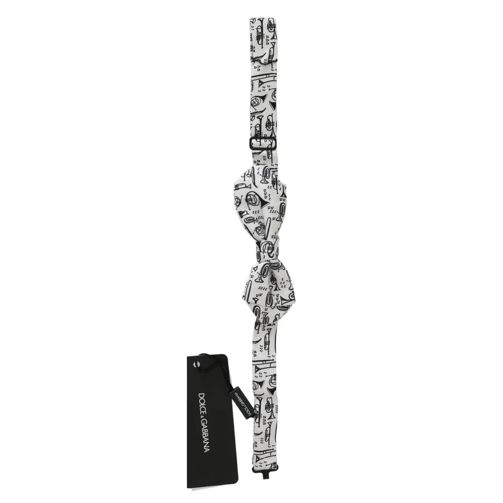 Dolce & Gabbana White Instruments Adjustable Neck Papillon Men Bow Tie