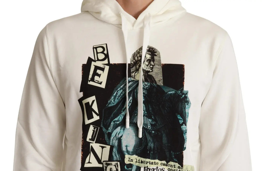 Dolce &amp; Gabbana White King Ceasar Cotton Hooded Sweater