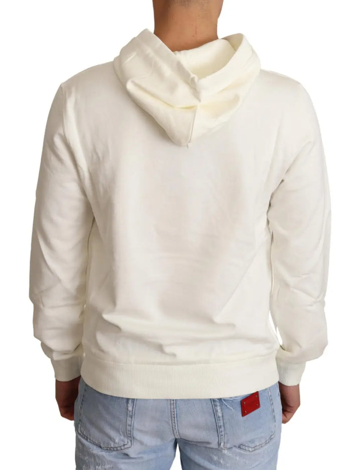 Dolce &amp; Gabbana White King Ceasar Cotton Hooded Sweater