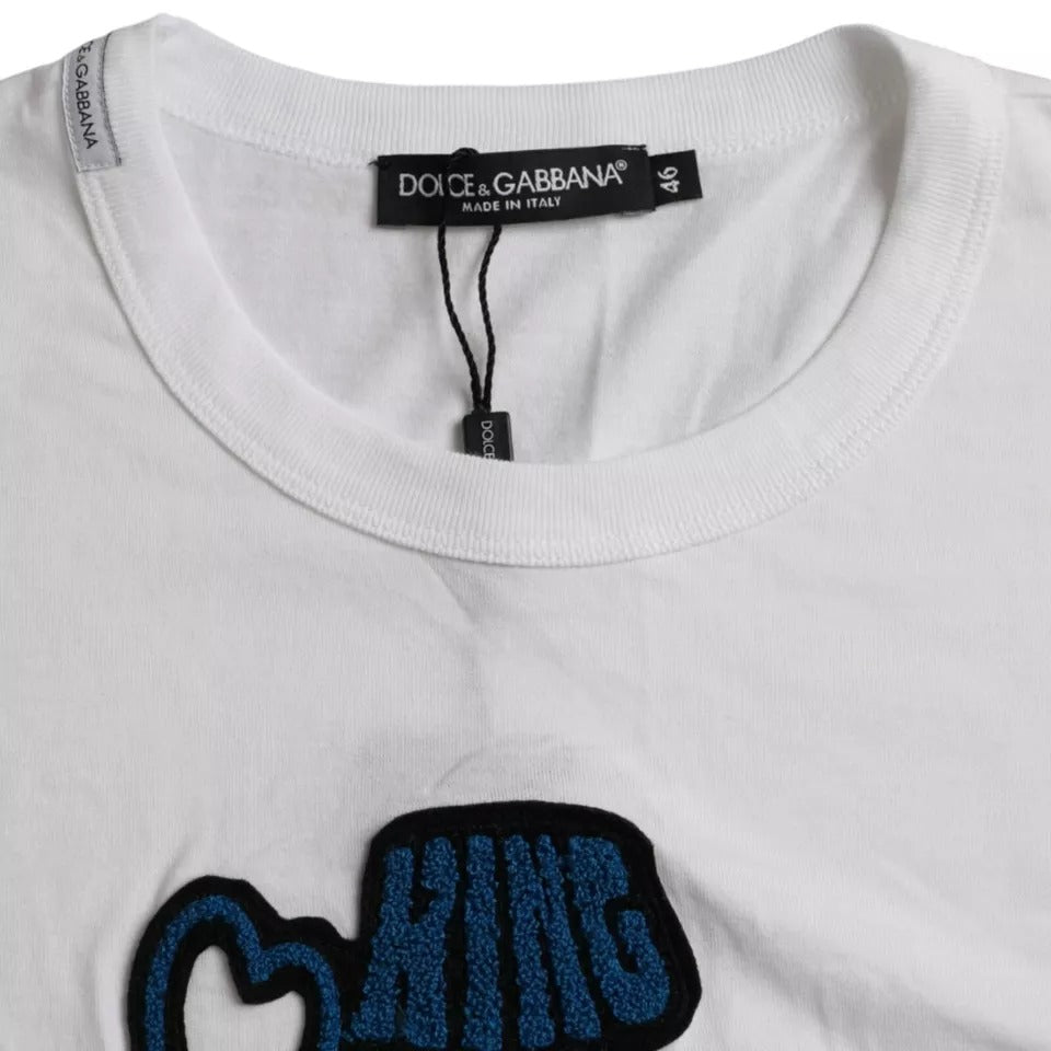 Dolce &amp; Gabbana White King of Love Round Neck Short Sleeves T-shirt