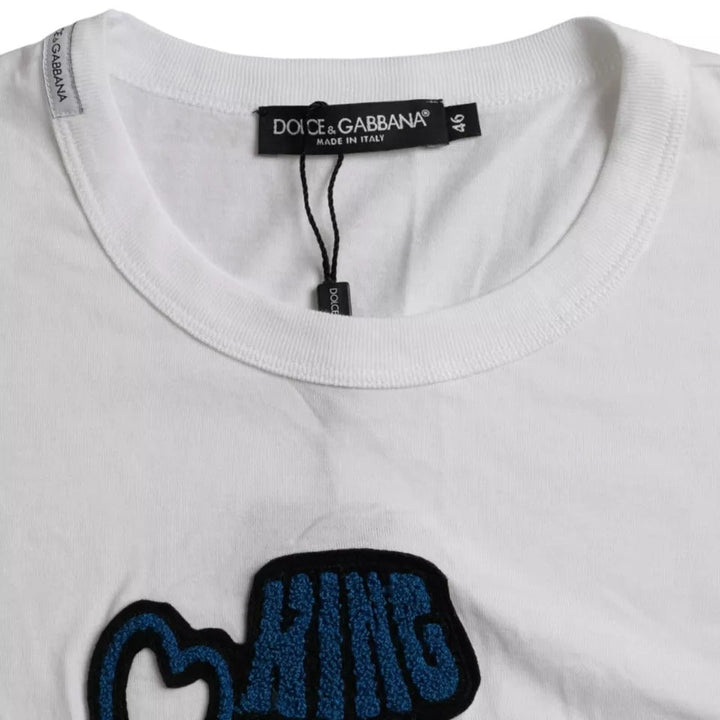 Dolce &amp; Gabbana White King of Love Round Neck Short Sleeves T-shirt