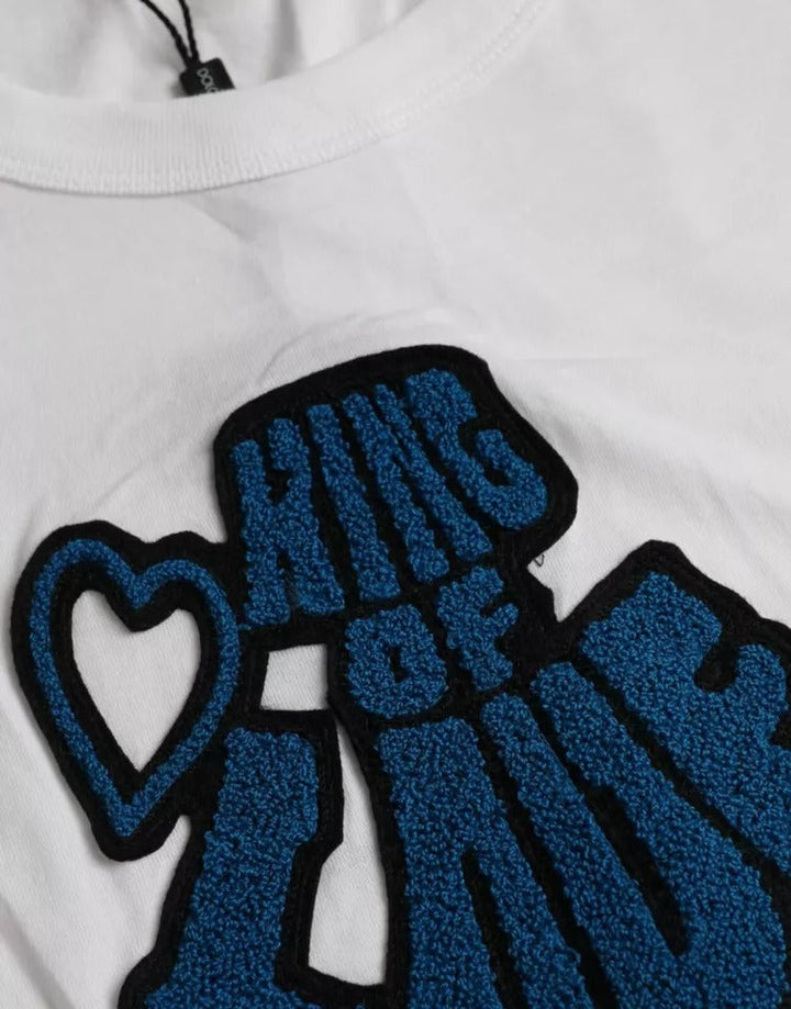 Dolce &amp; Gabbana White King of Love Round Neck Short Sleeves T-shirt