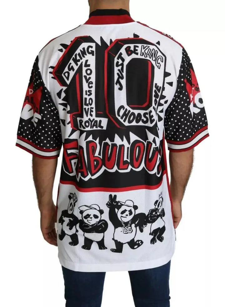 Dolce &amp; Gabbana White King Panda Polyester T-shirt Top