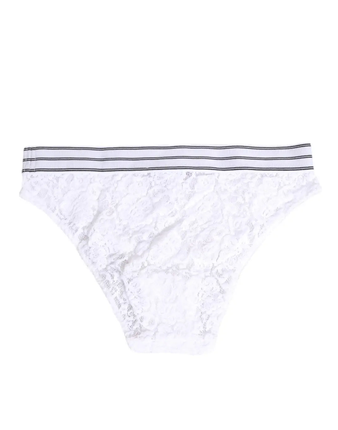 Dolce &amp; Gabbana White Lace Slip Brief Logo Waistband Underwear