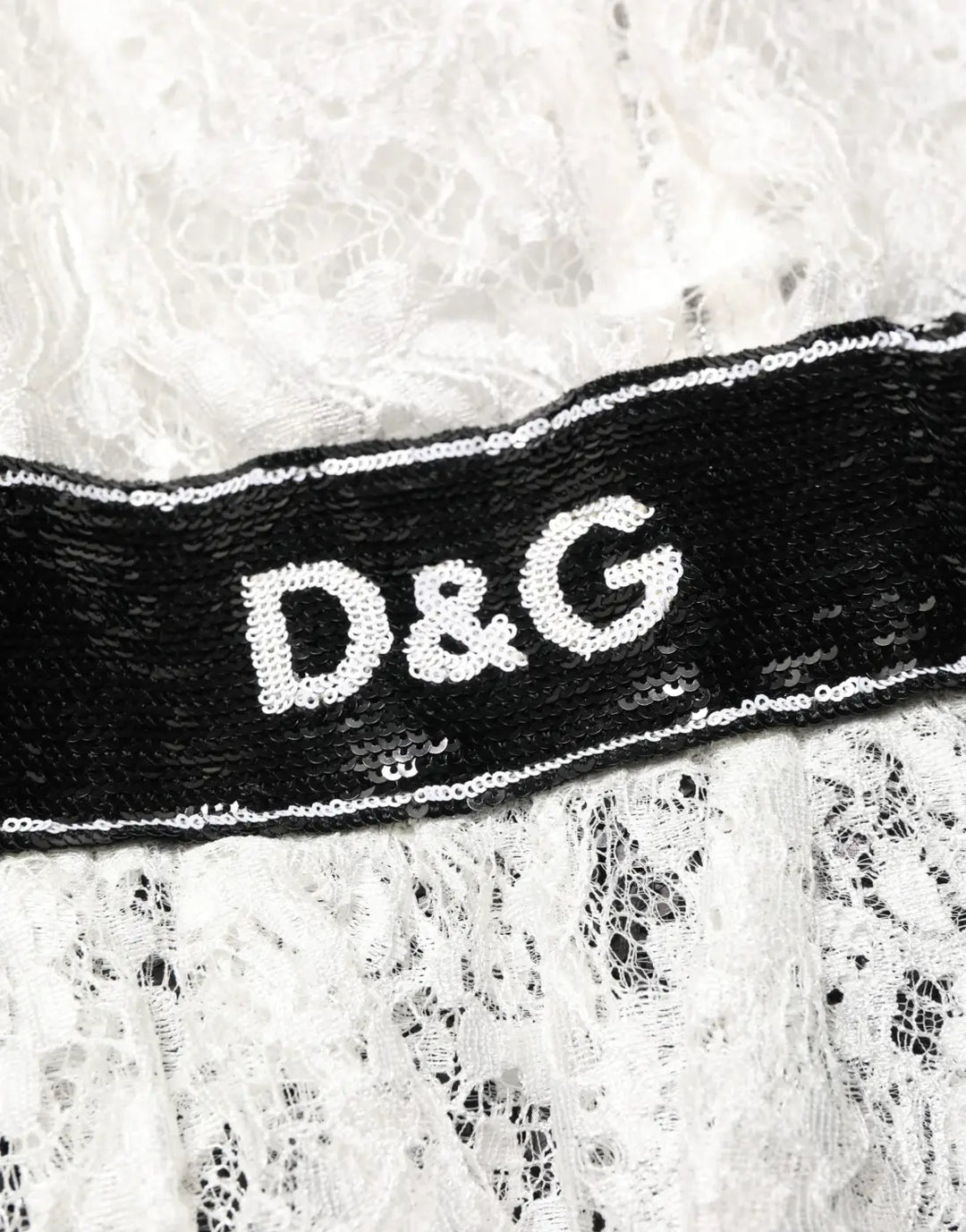 Dolce &amp; Gabbana White Lace Top Embellished Black Skirt Dress