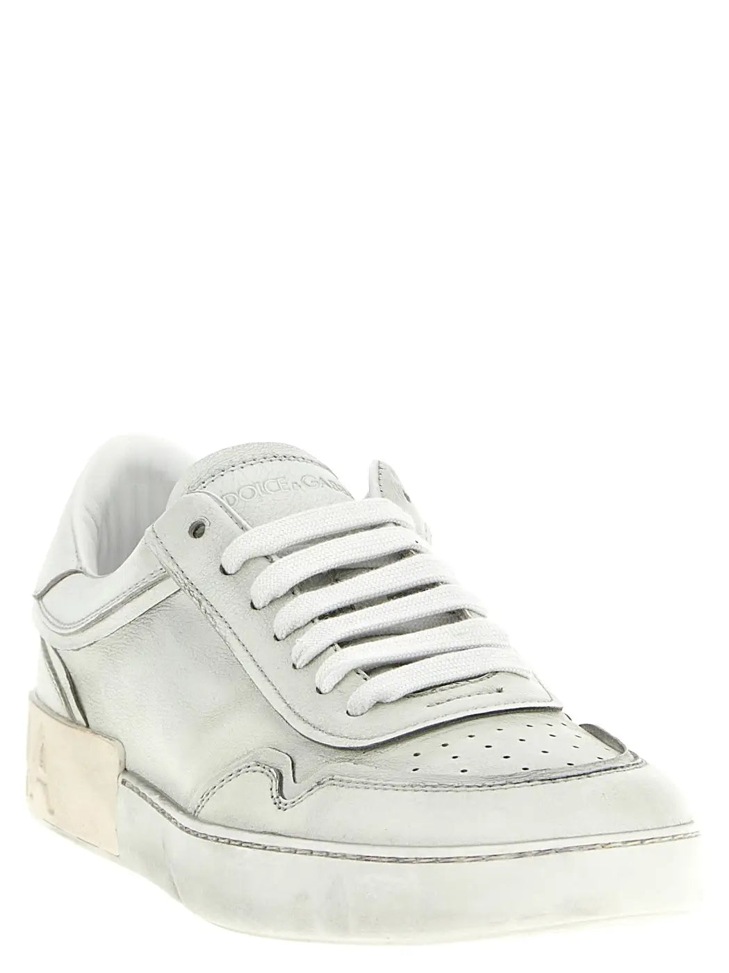 Dolce &amp; Gabbana White Lamb Leather Low Top Sneakers