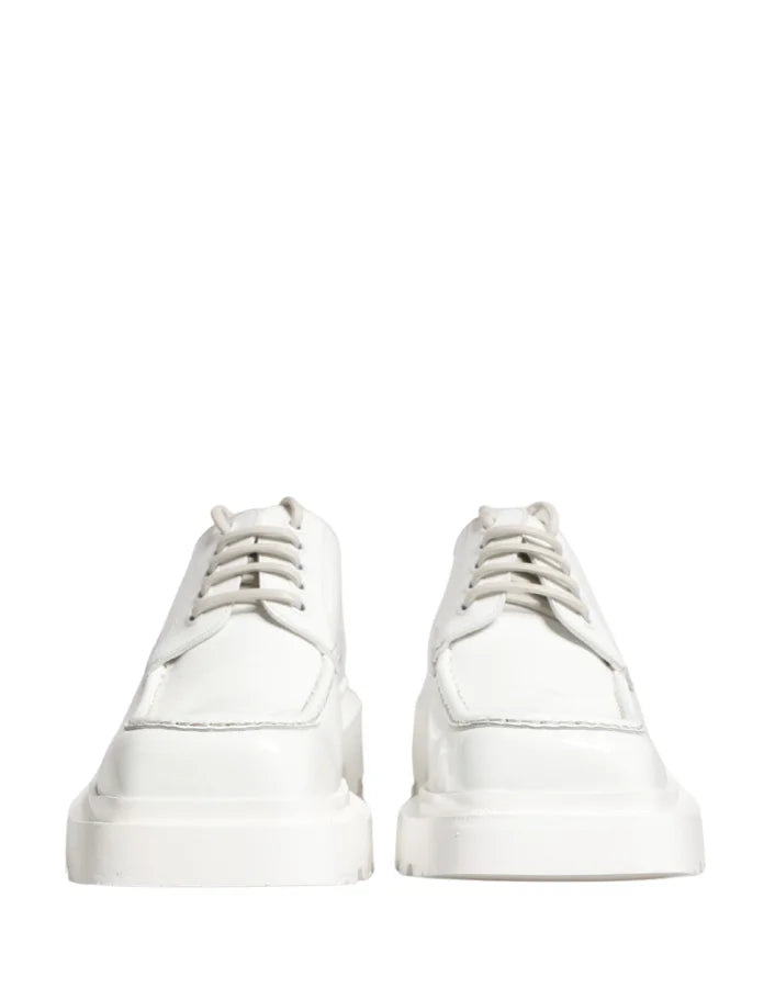 Dolce & Gabbana White Leather Chunky Sole Derby Shoes