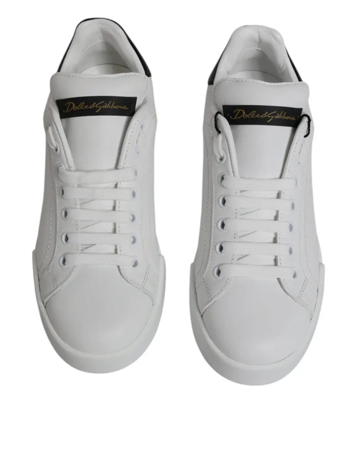 Dolce &amp; Gabbana White Leather Classic Low Top Sneakers Shoes