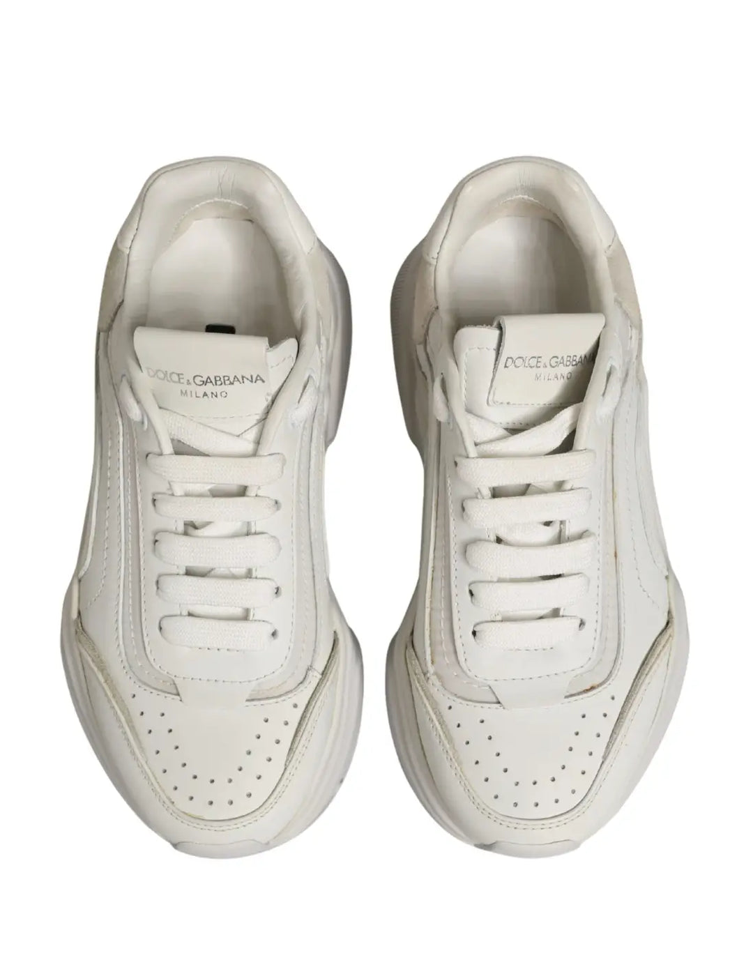 Dolce &amp; Gabbana White Leather Daymaster Low Top Sneakers Shoes