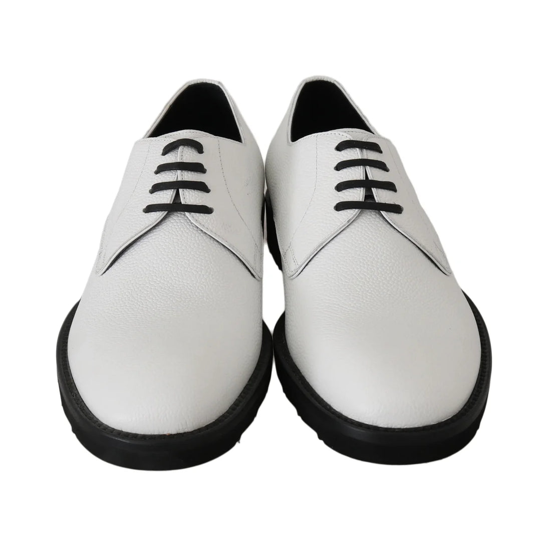 Dolce & Gabbana White Leather Derby Dress Formal Shoes