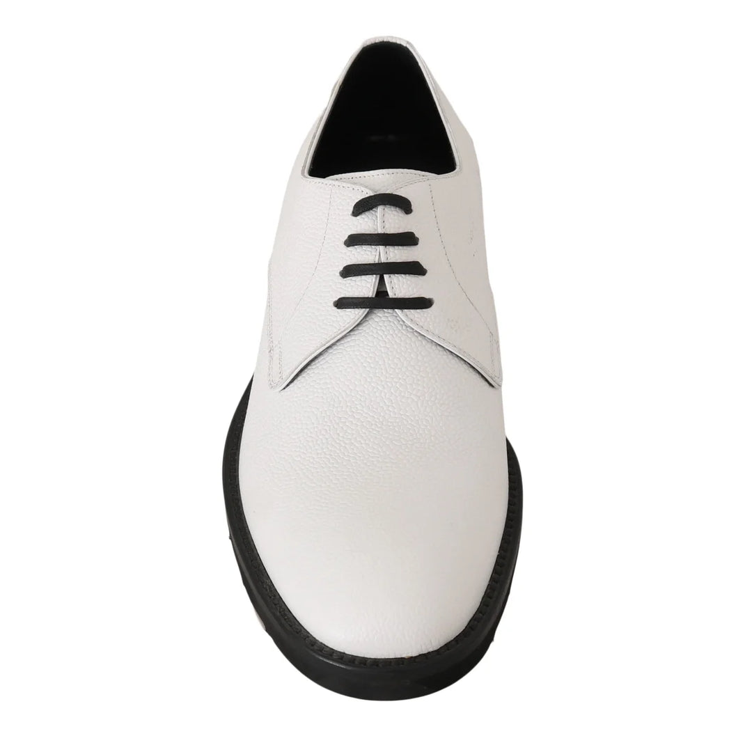 Dolce & Gabbana White Leather Derby Dress Formal Shoes