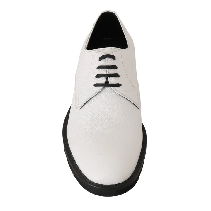 Dolce & Gabbana White Leather Derby Dress Formal Shoes