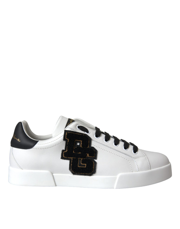 Dolce &amp; Gabbana White Leather Dg Logo Casual Low Top Sneakers Shoes