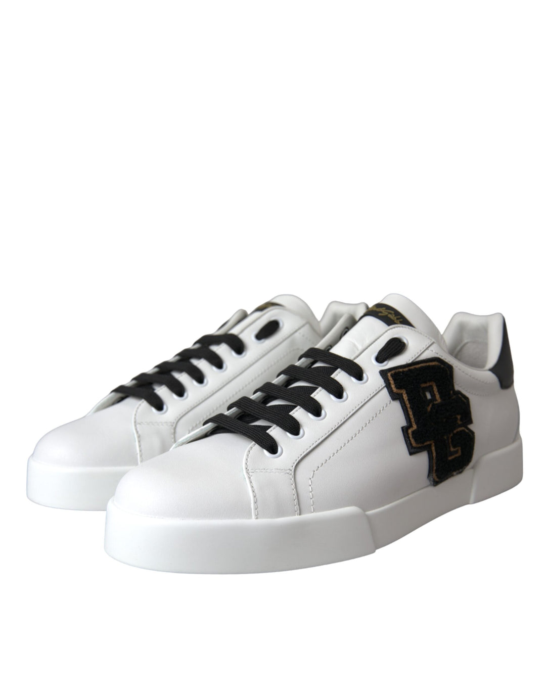 Dolce &amp; Gabbana White Leather Dg Logo Casual Low Top Sneakers Shoes