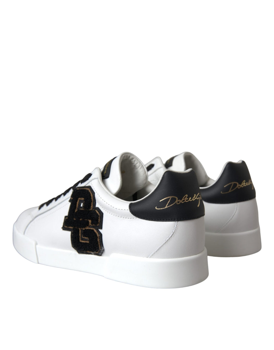 Dolce &amp; Gabbana White Leather Dg Logo Casual Low Top Sneakers Shoes