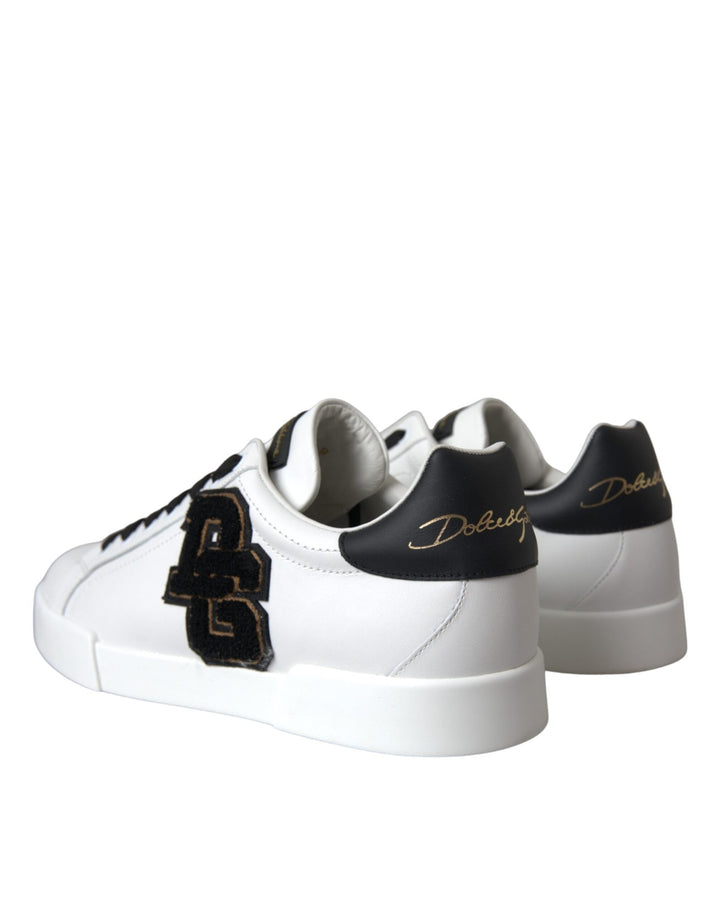 Dolce &amp; Gabbana White Leather Dg Logo Casual Low Top Sneakers Shoes