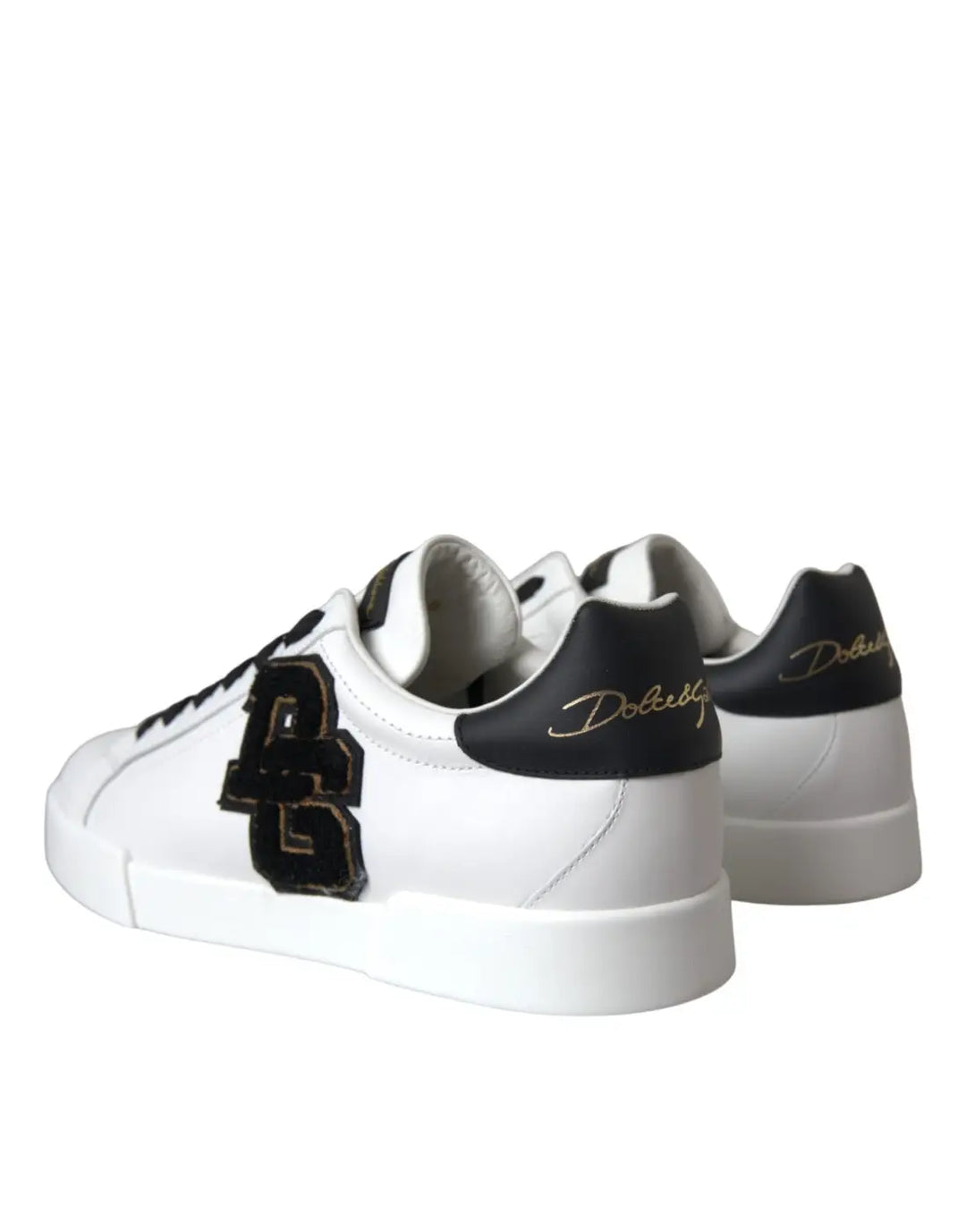 Dolce &amp; Gabbana White Leather DG Logo Casual Low Top Sneakers Shoes