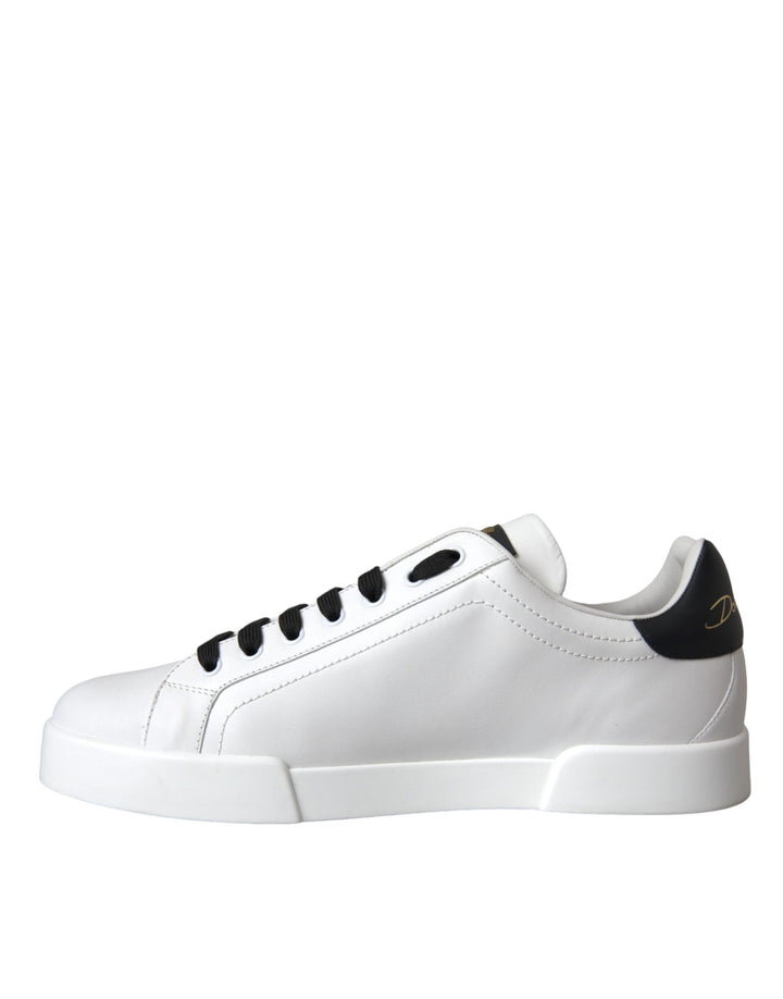 Dolce &amp; Gabbana White Leather Dg Logo Casual Low Top Sneakers Shoes