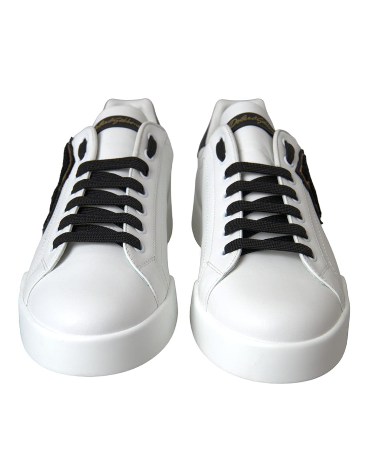Dolce &amp; Gabbana White Leather Dg Logo Casual Low Top Sneakers Shoes