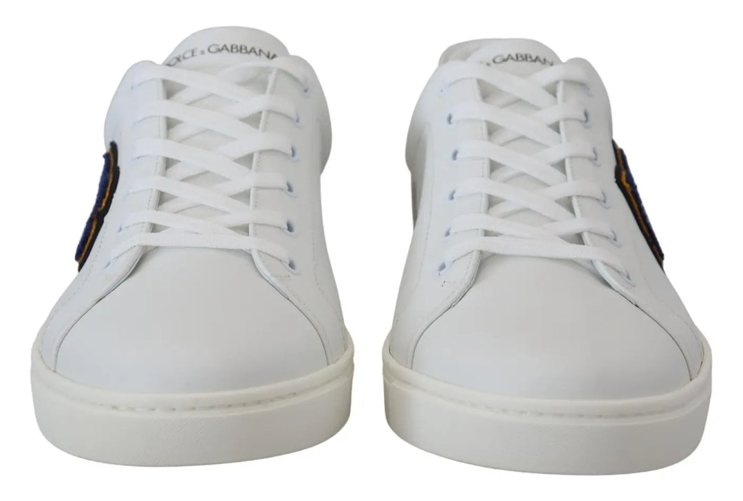 Dolce &amp; Gabbana White Leather DG Logo Casual Sneakers Shoes