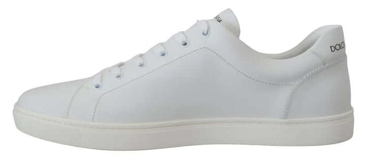 Dolce &amp; Gabbana White Leather DG Logo Casual Sneakers Shoes