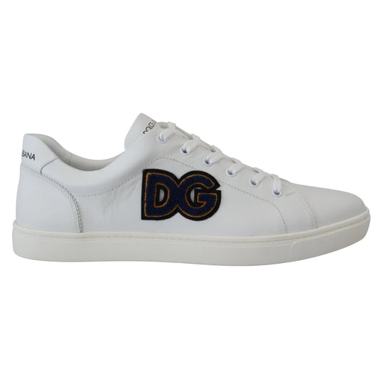 Dolce & Gabbana White Leather DG Logo Casual Sneakers Shoes