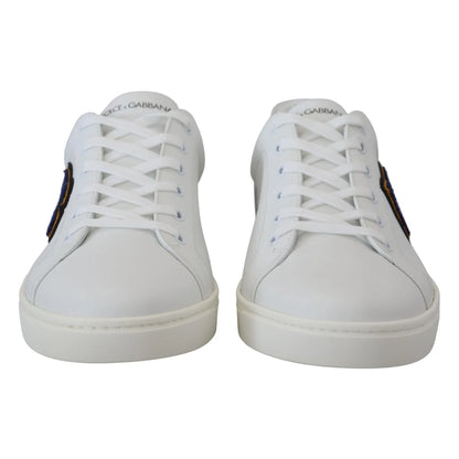 Dolce & Gabbana White Leather DG Logo Casual Sneakers Shoes
