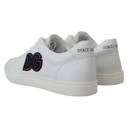 Dolce & Gabbana White Leather DG Logo Casual Sneakers Shoes