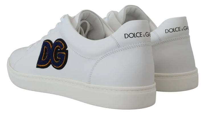 Dolce &amp; Gabbana White Leather DG Logo Casual Sneakers Shoes