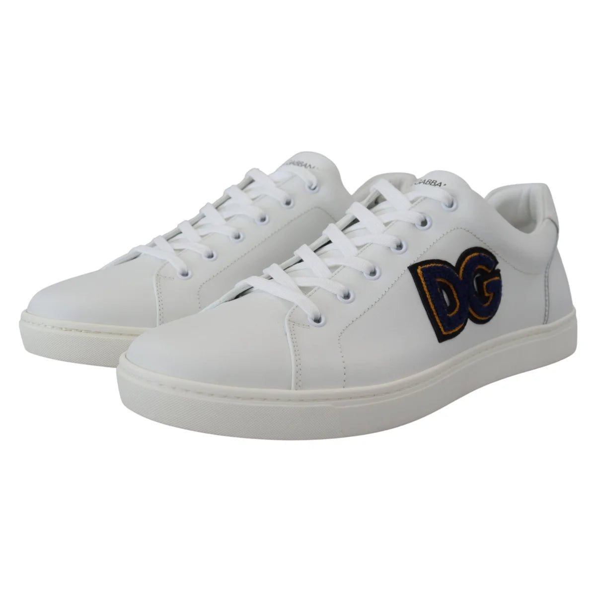 Dolce & Gabbana White Leather DG Logo Casual Sneakers Shoes