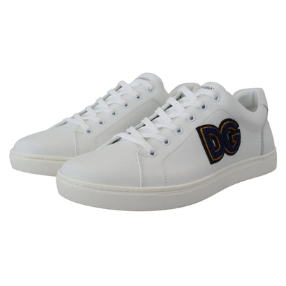 Dolce & Gabbana White Leather DG Logo Casual Sneakers Shoes
