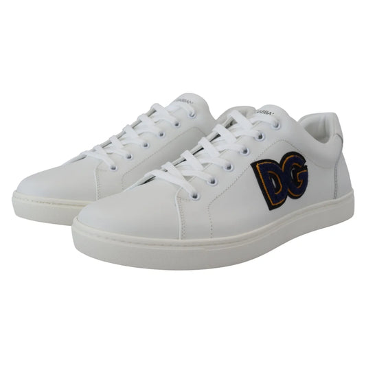 Dolce & Gabbana White Leather DG Logo Casual Sneakers Shoes