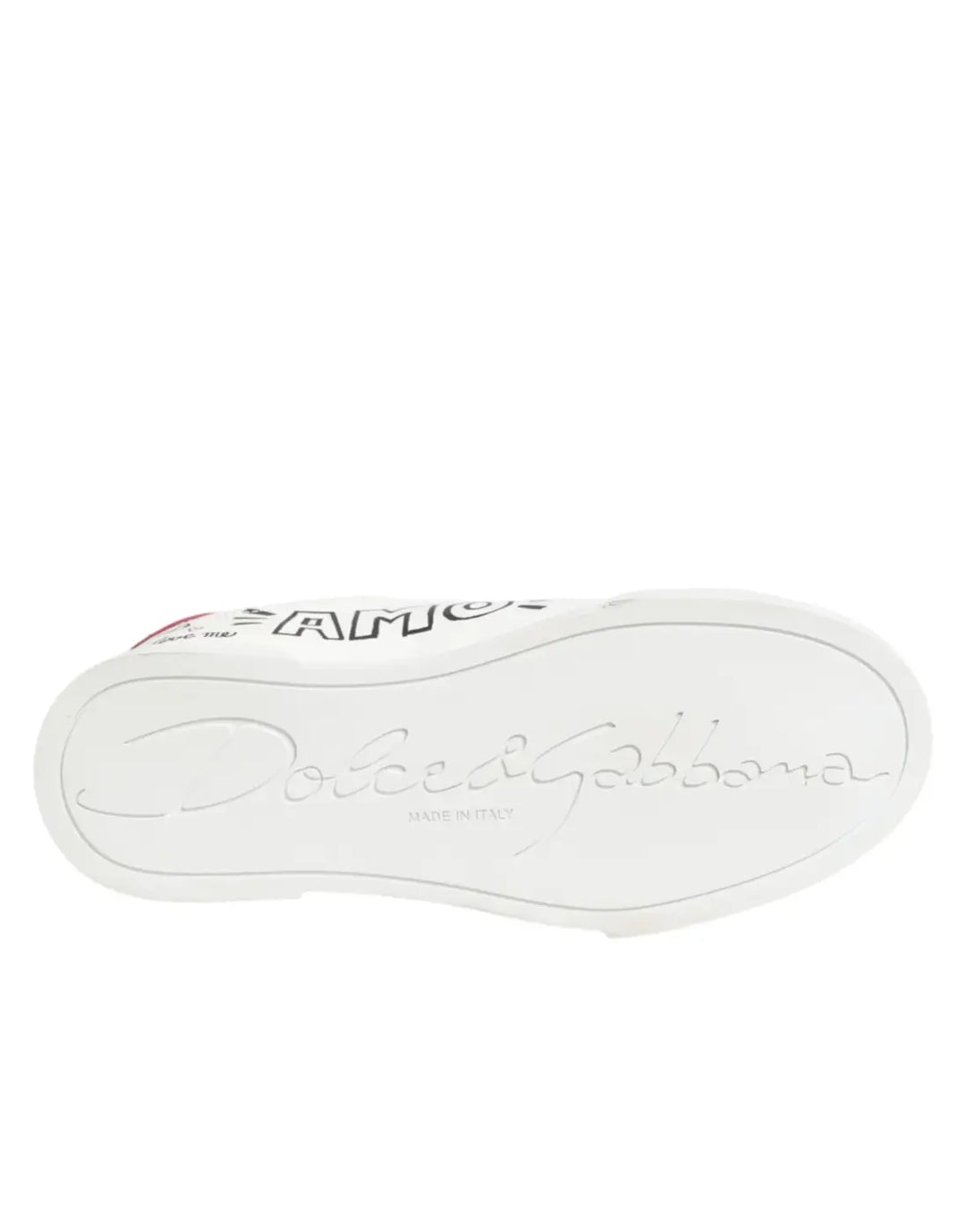 Dolce &amp; Gabbana White Leather Graffiti Low Top Sneakers Shoes