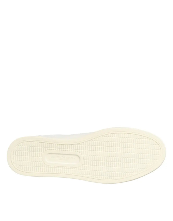 Dolce &amp; Gabbana White Leather Heart Embellished Sneakers Shoes