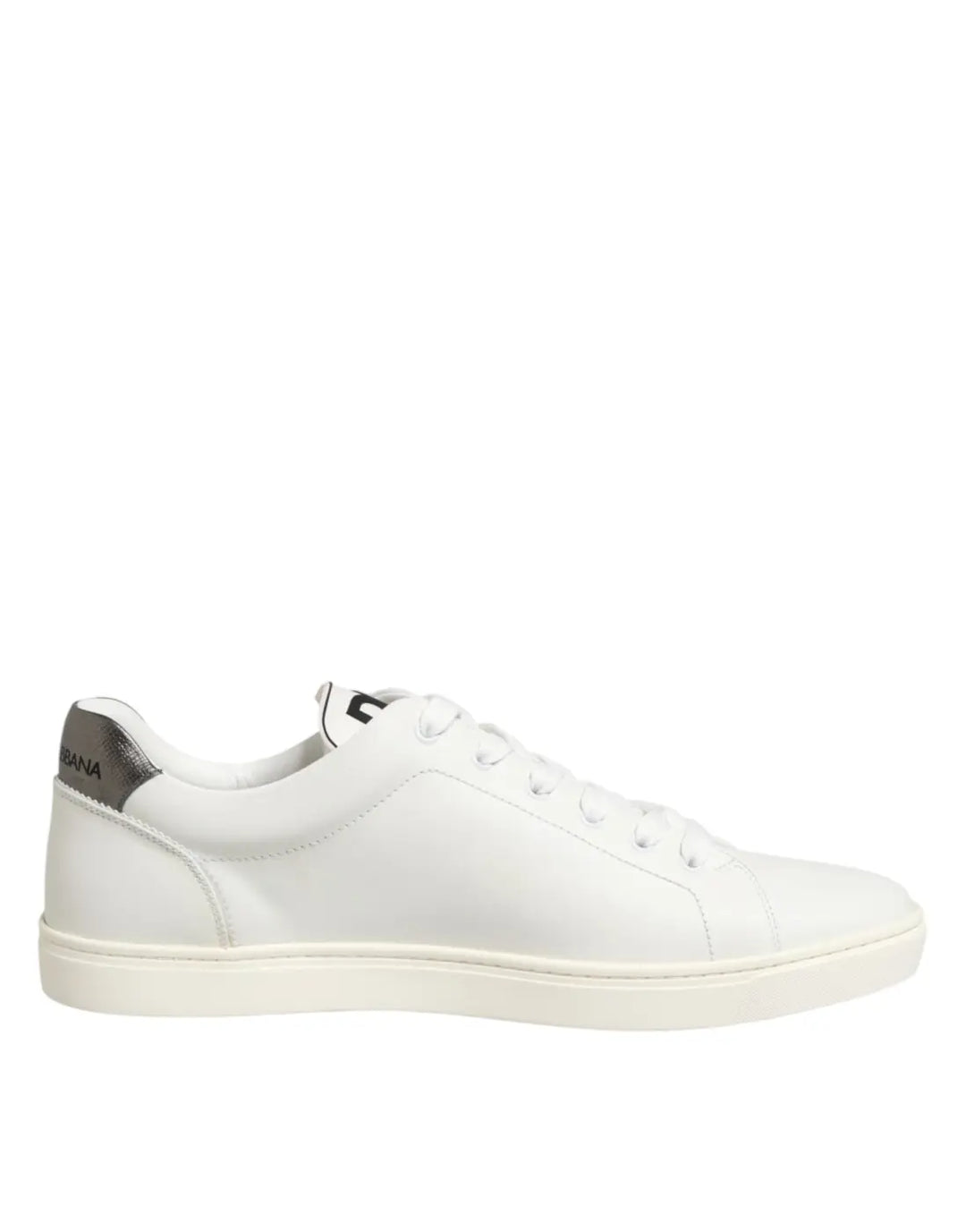 Dolce &amp; Gabbana White Leather Heart Embellished Sneakers Shoes