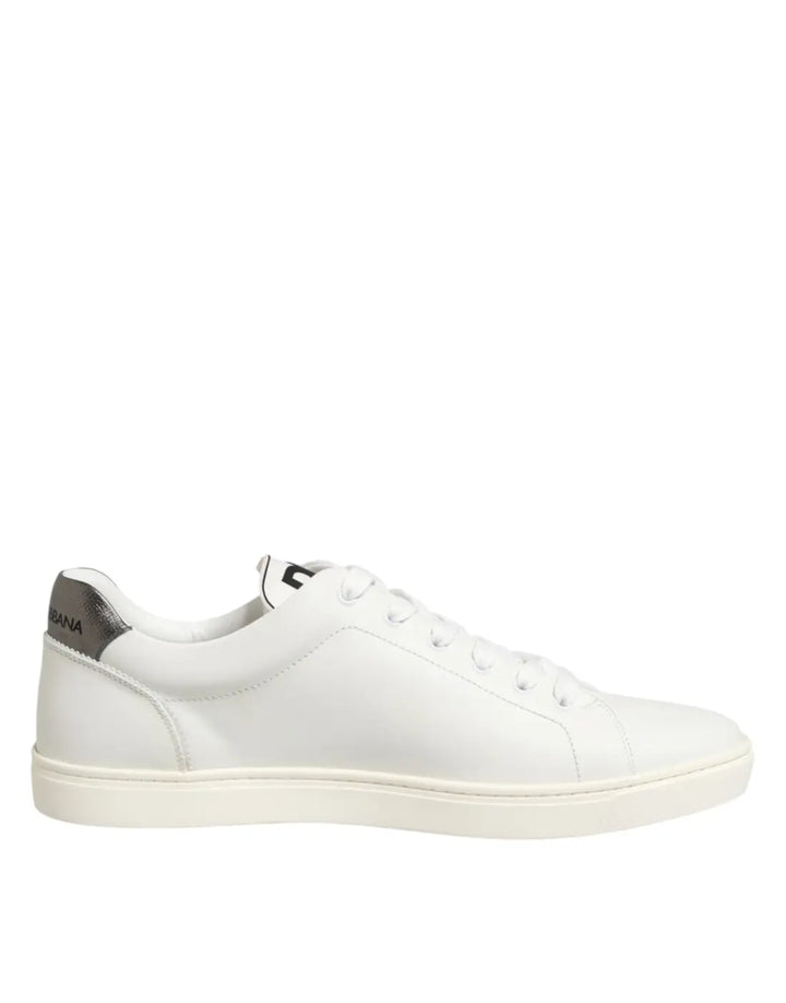 Dolce &amp; Gabbana White Leather Heart Embellished Sneakers Shoes
