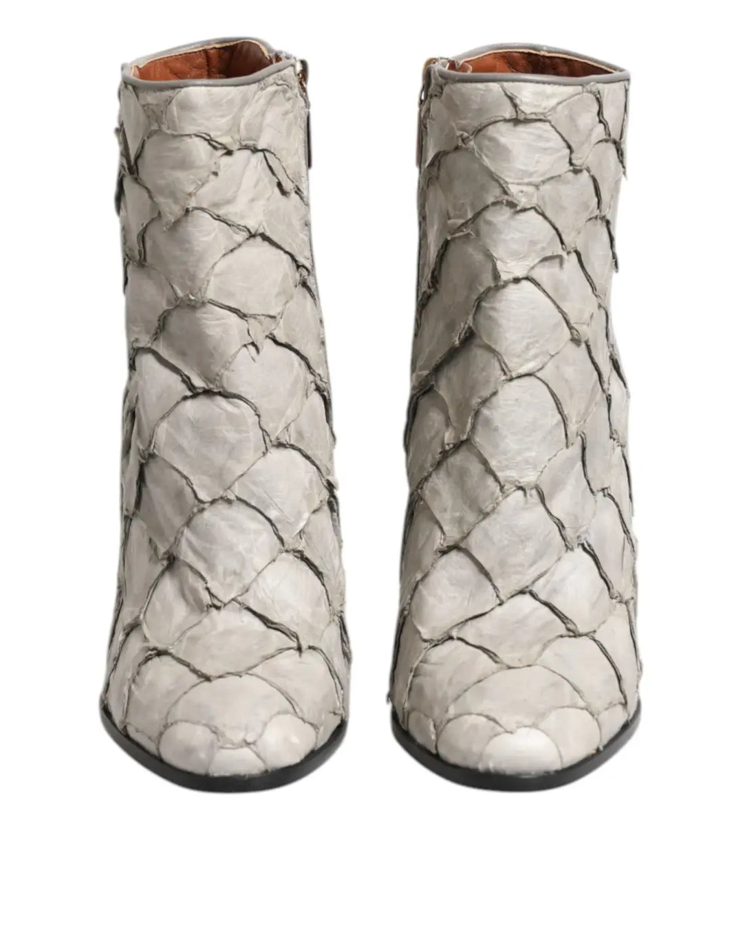 Dolce &amp; Gabbana Off White Leather Heels Ankle Boots Shoes