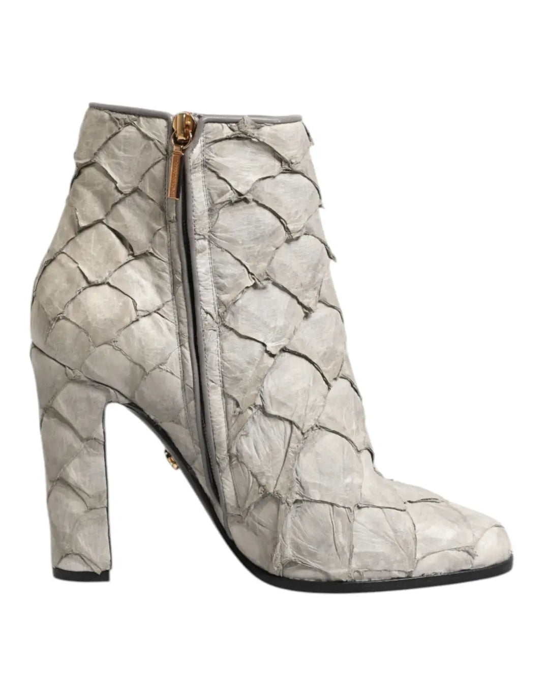 Dolce &amp; Gabbana Off White Leather Heels Ankle Boots Shoes