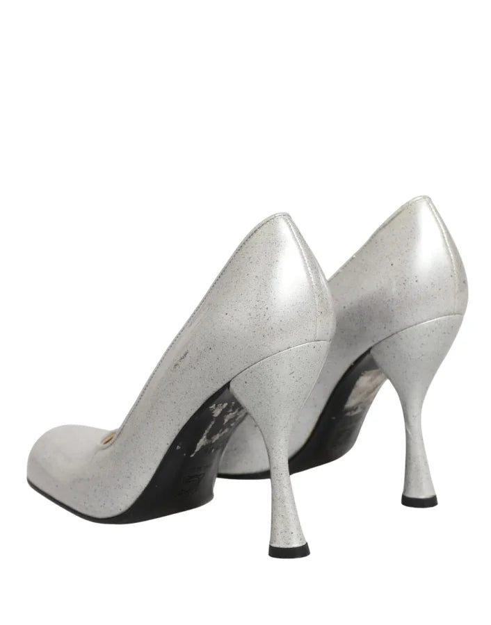 Dolce &amp; Gabbana White Leather High Heels Women Pumps Shoes