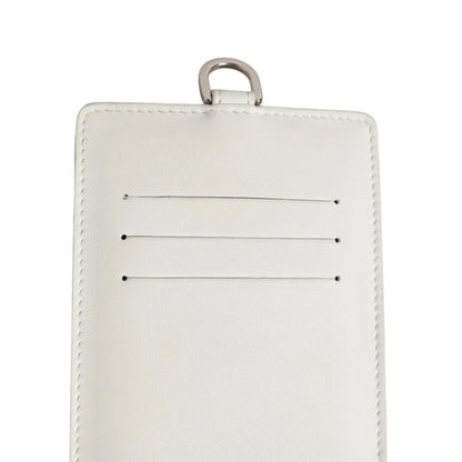 Dolce and Gabbana White Leather Lanyard Card Holder with Logo Patch &