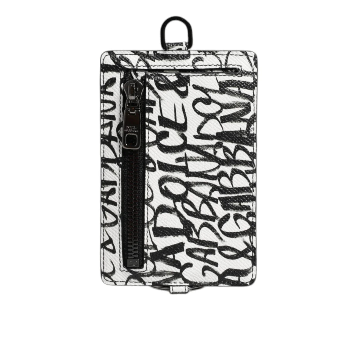 Dolce Gabbana White Leather Lanyard Cardholder with Logo Plaque &