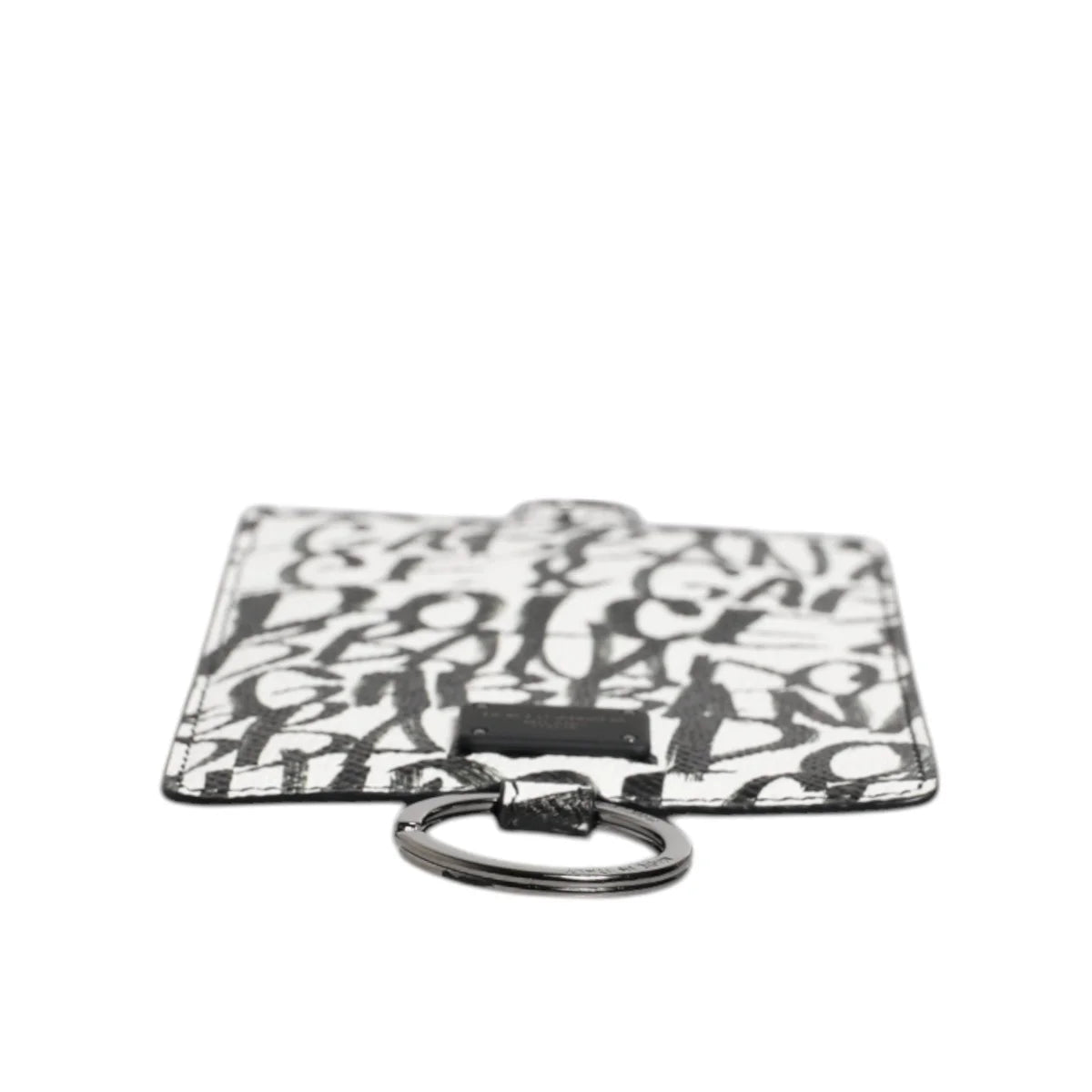 Dolce Gabbana White Leather Lanyard Cardholder with Logo Plaque &